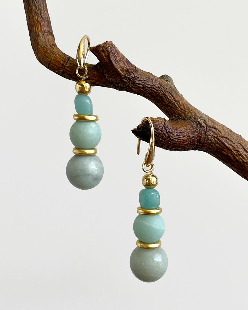 MATTE AND POLISHED AMAZONITE EARRINGS