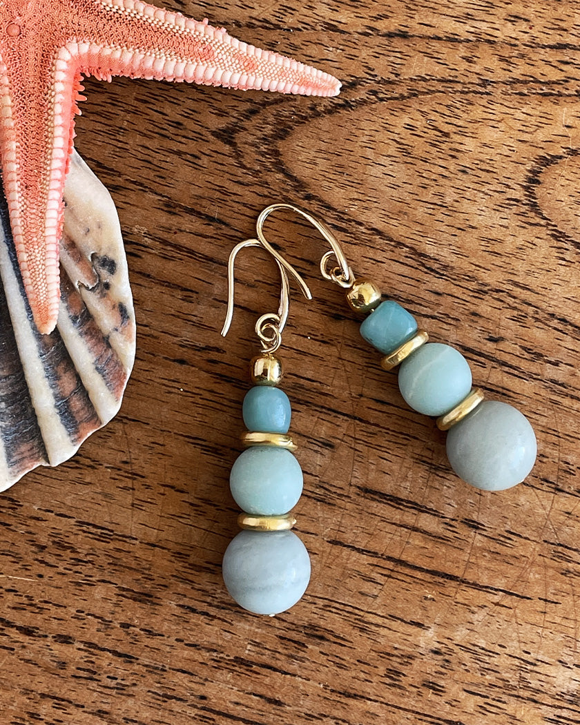MATTE AND POLISHED AMAZONITE EARRINGS