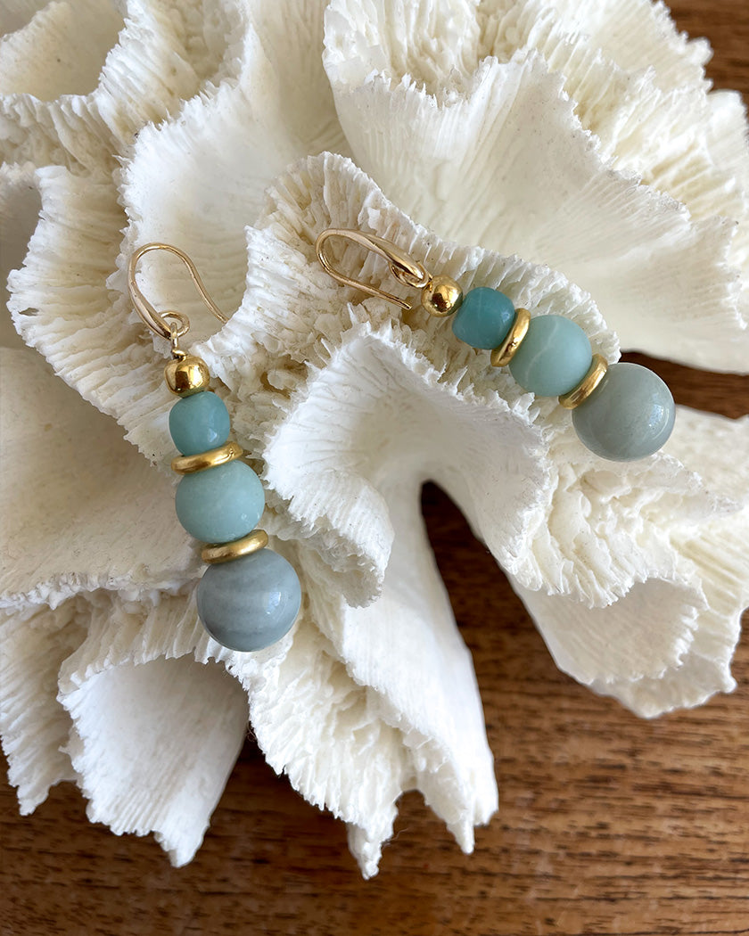 MATTE AND POLISHED AMAZONITE EARRINGS