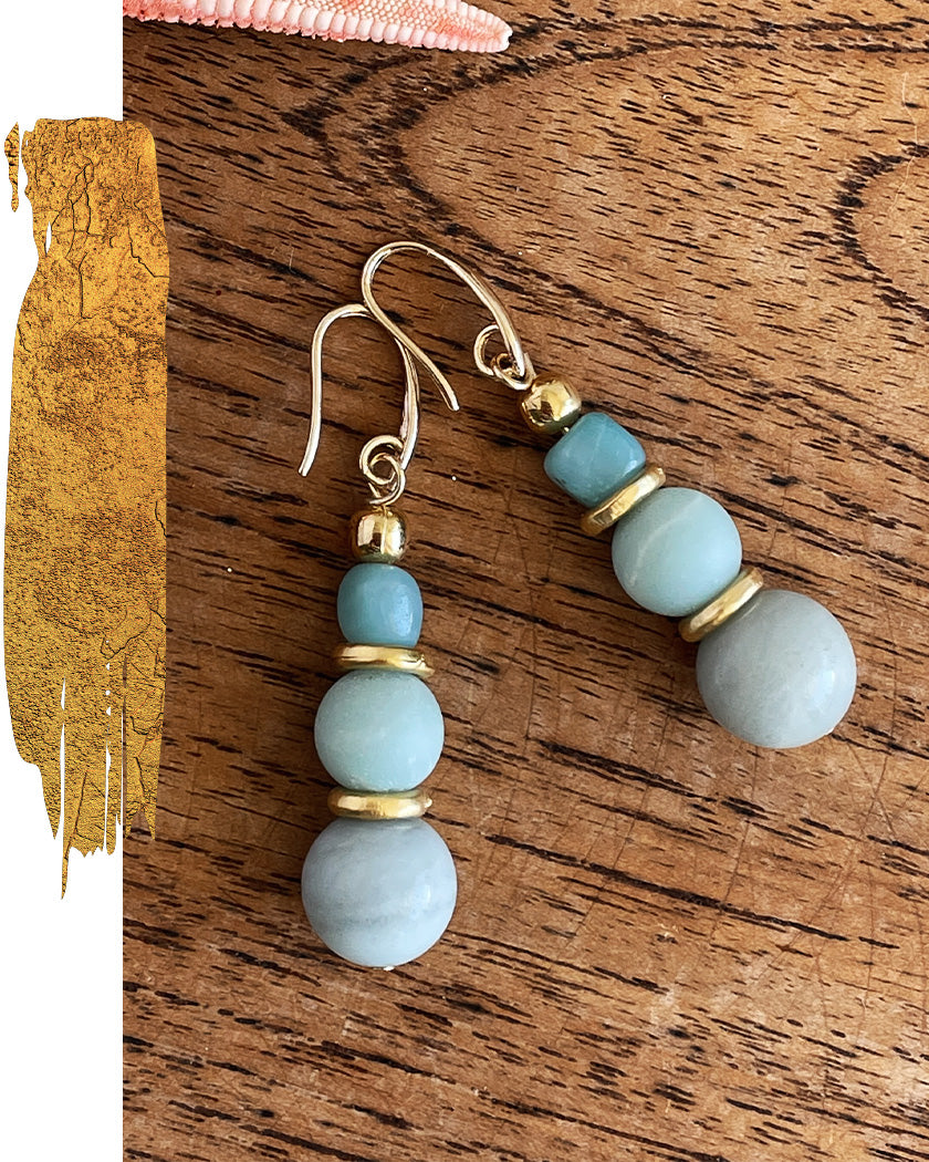 MATTE AND POLISHED AMAZONITE EARRINGS