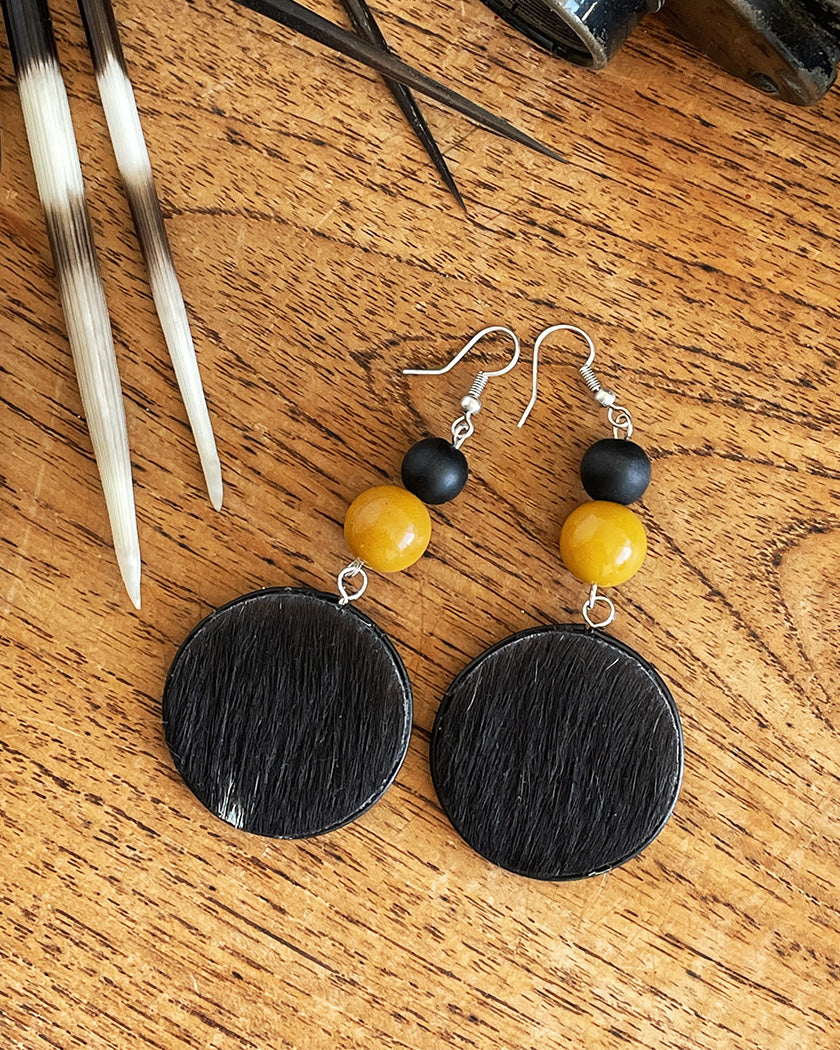 MOO COW MOOKITE  MUSTARD EARRINGS #2