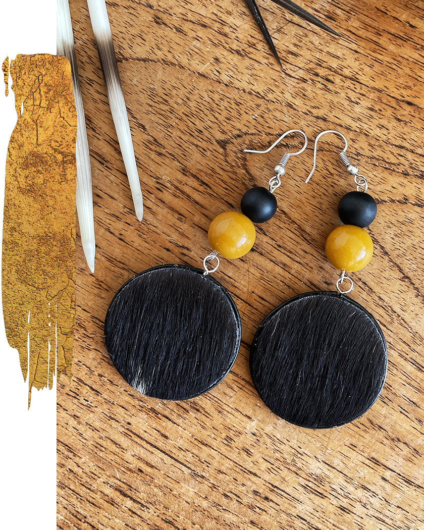 MOO COW MOOKITE  MUSTARD EARRINGS #2