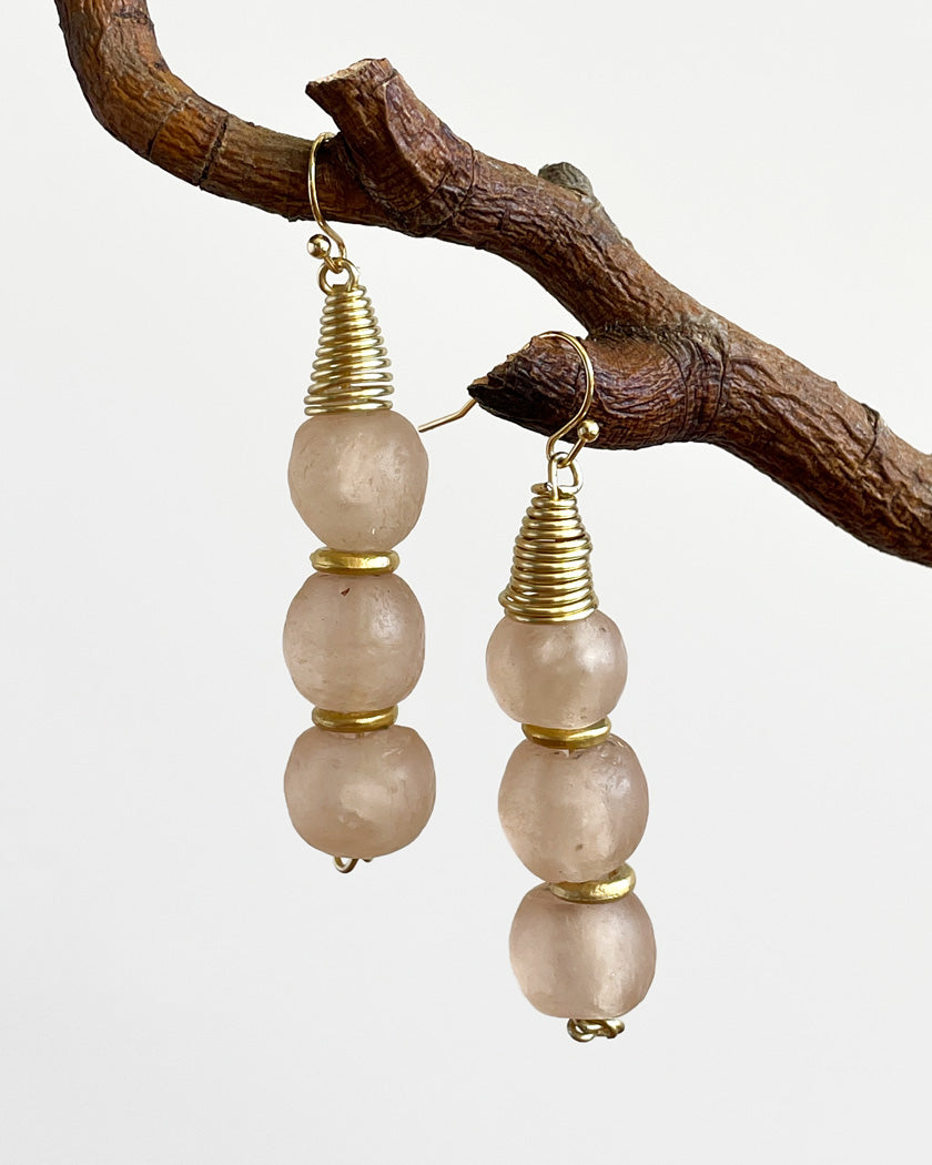 PALE PINK RECYCLED GLASS EARRINGS