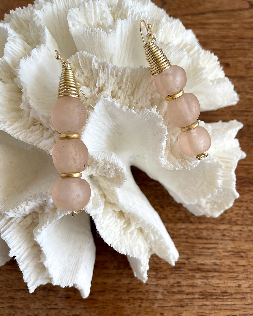 PALE PINK RECYCLED GLASS EARRINGS