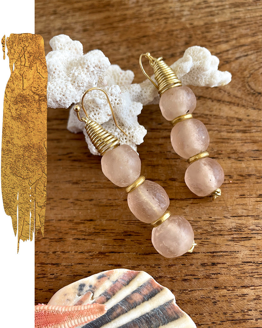 PALE PINK RECYCLED GLASS EARRINGS