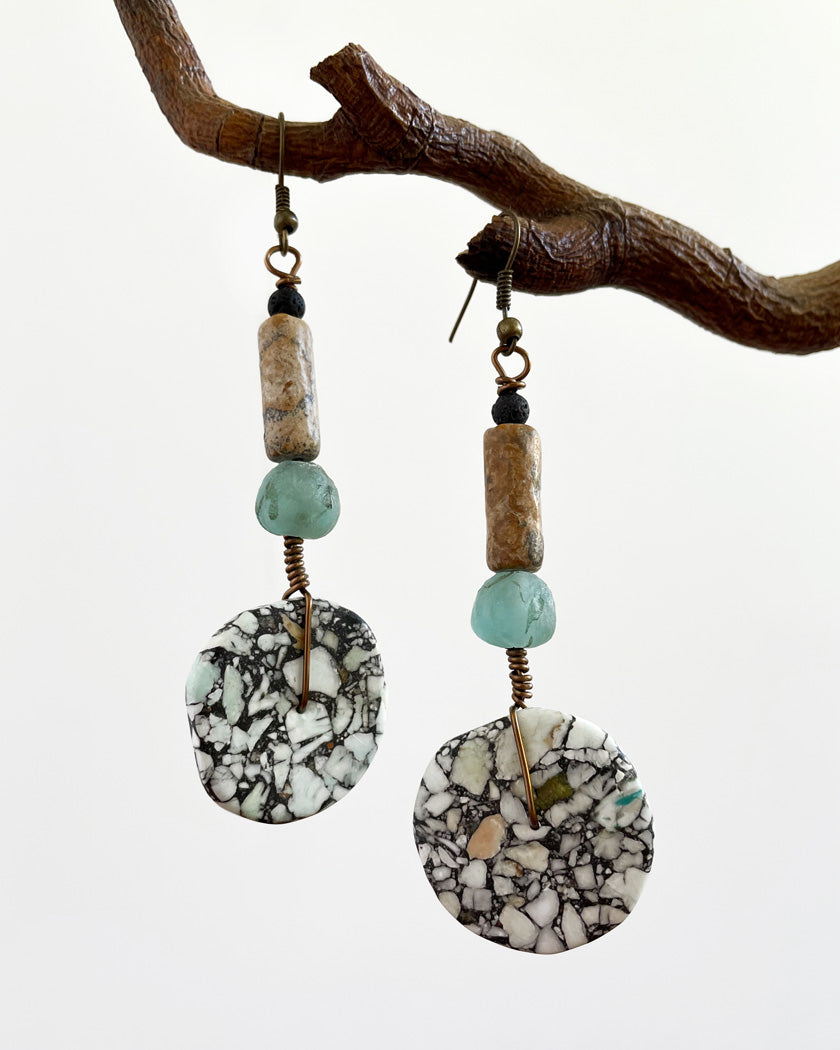 TERRAZZO HOWLITE DROP EARRINGS#2