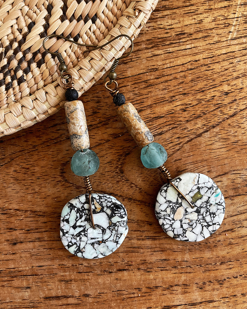 TERRAZZO HOWLITE DROP EARRINGS#2