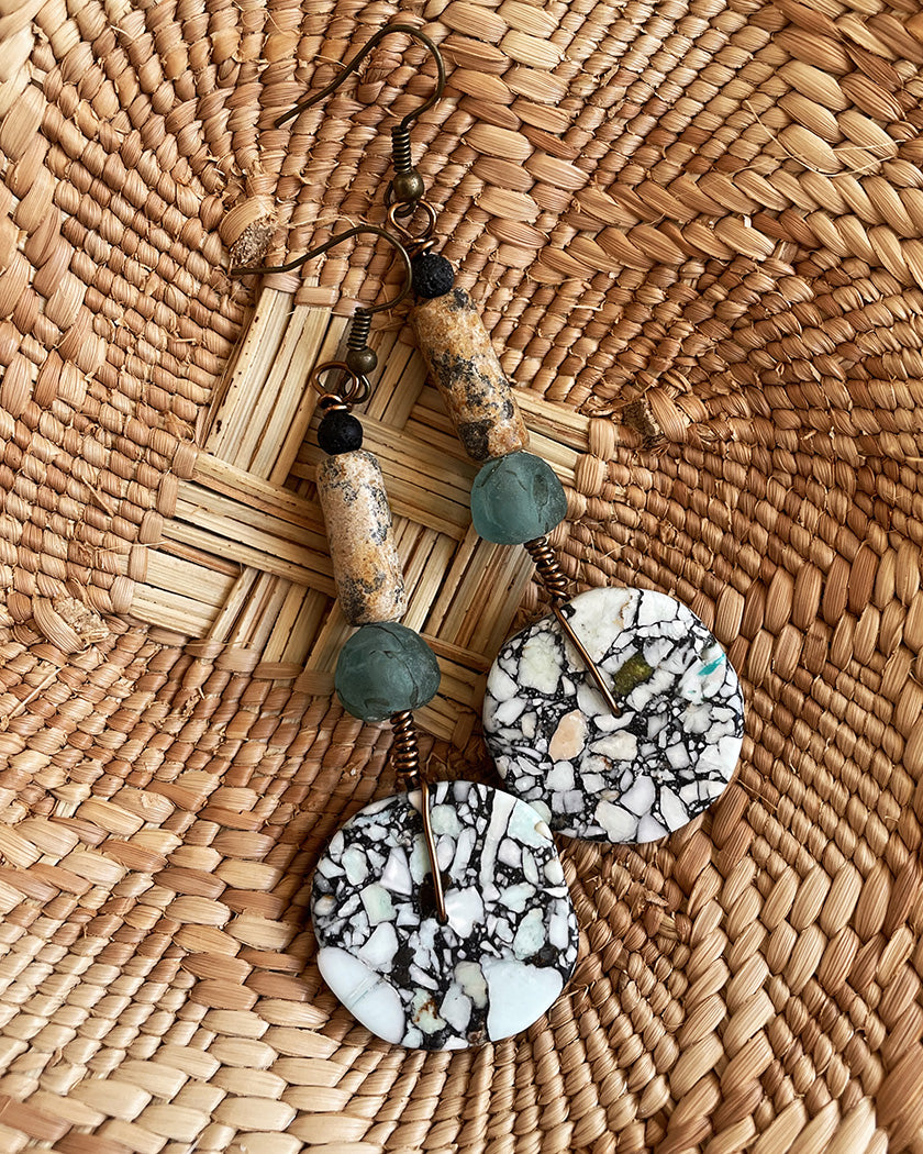 TERRAZZO HOWLITE DROP EARRINGS#2